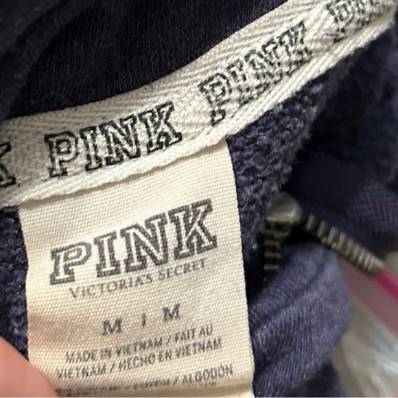 Victoria's Secret PINK Blue Quarter-Zip Sweater with Logo - Picture 4 of 4